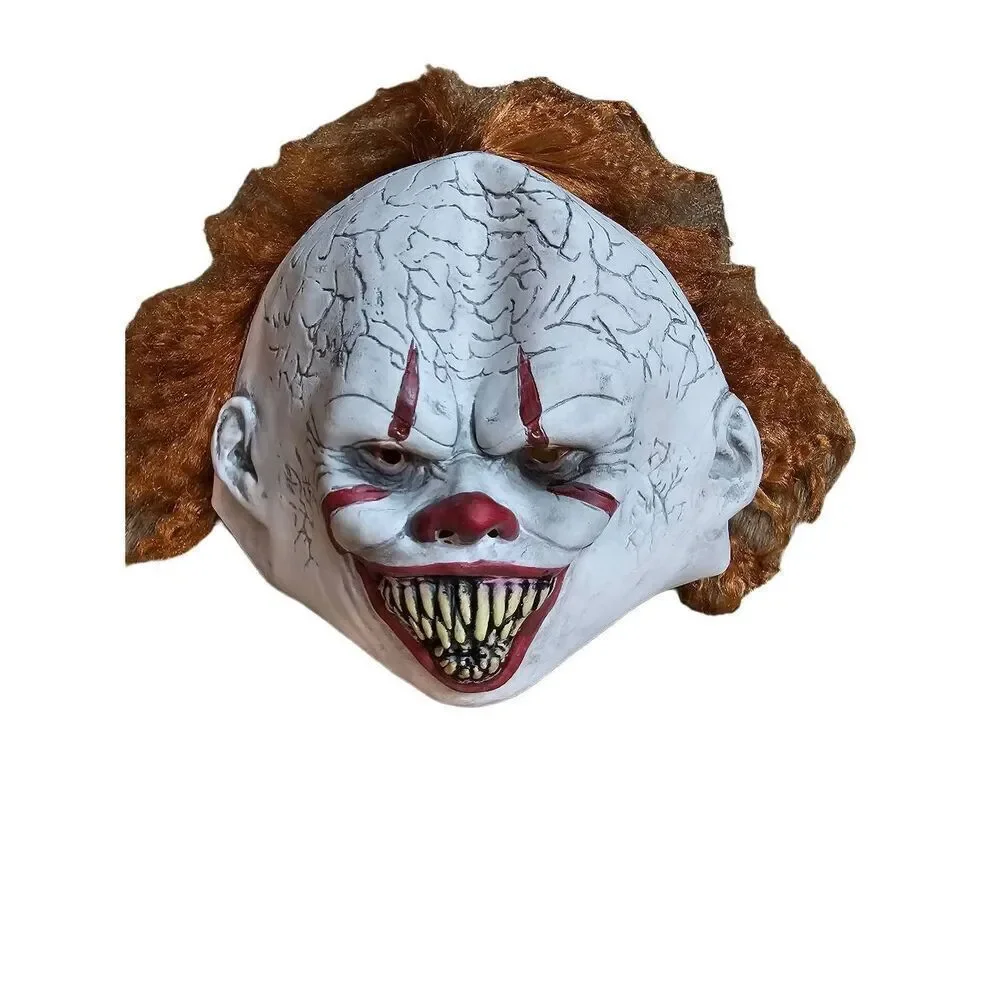 Penny Wise The Clown IT Realistic Face Mask Hair Halloween Scary Adult NEW